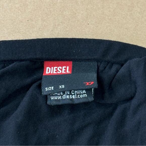 🍁 Diesel Women's Low High Fit and Flare Knee Length Skirt Asymmetrical Hem Black - Picture 10 of 15